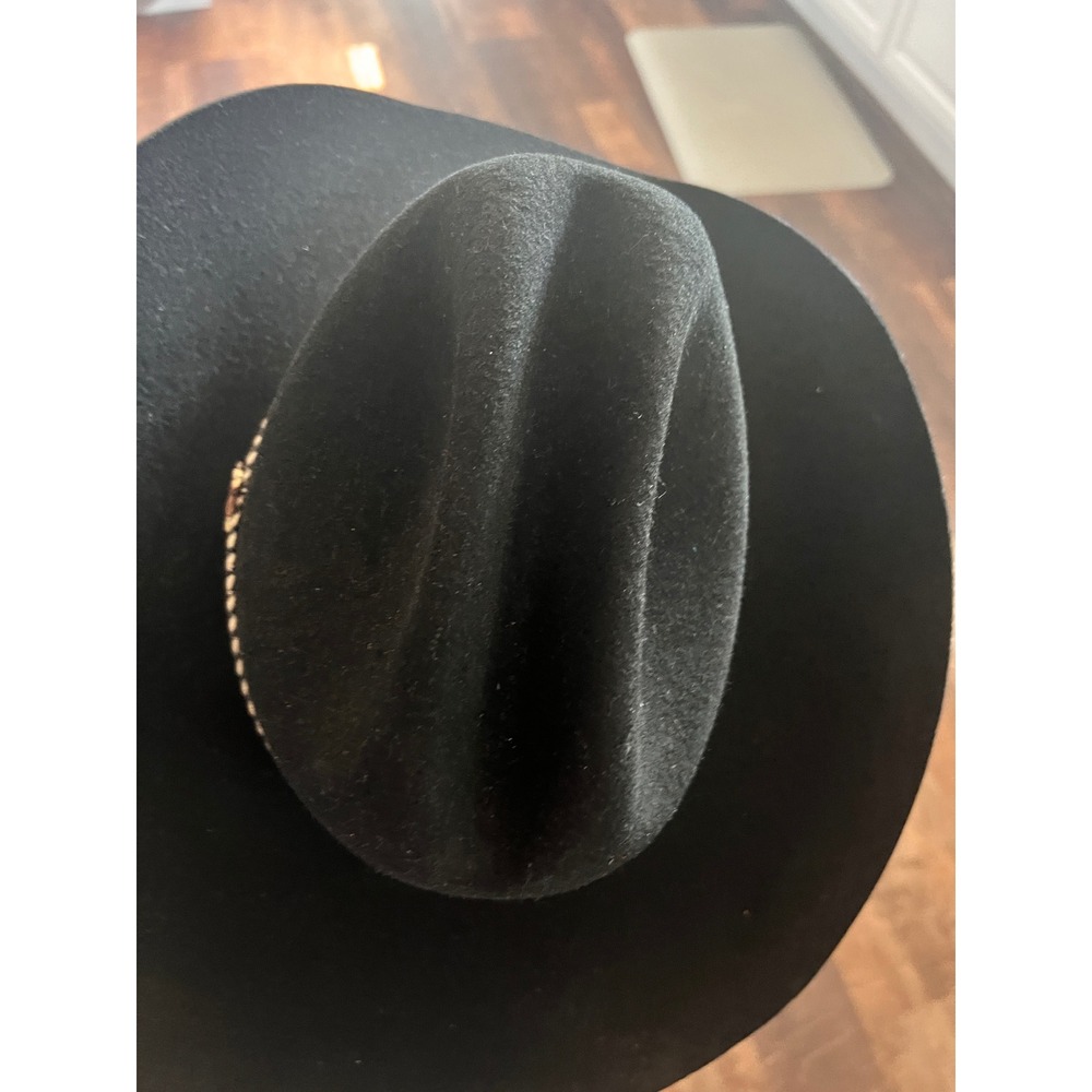Stetson American Buffalo Collection Black Wool Cowboy Hat Mens 6 7/8 Made in USA - Picture 4 of 8